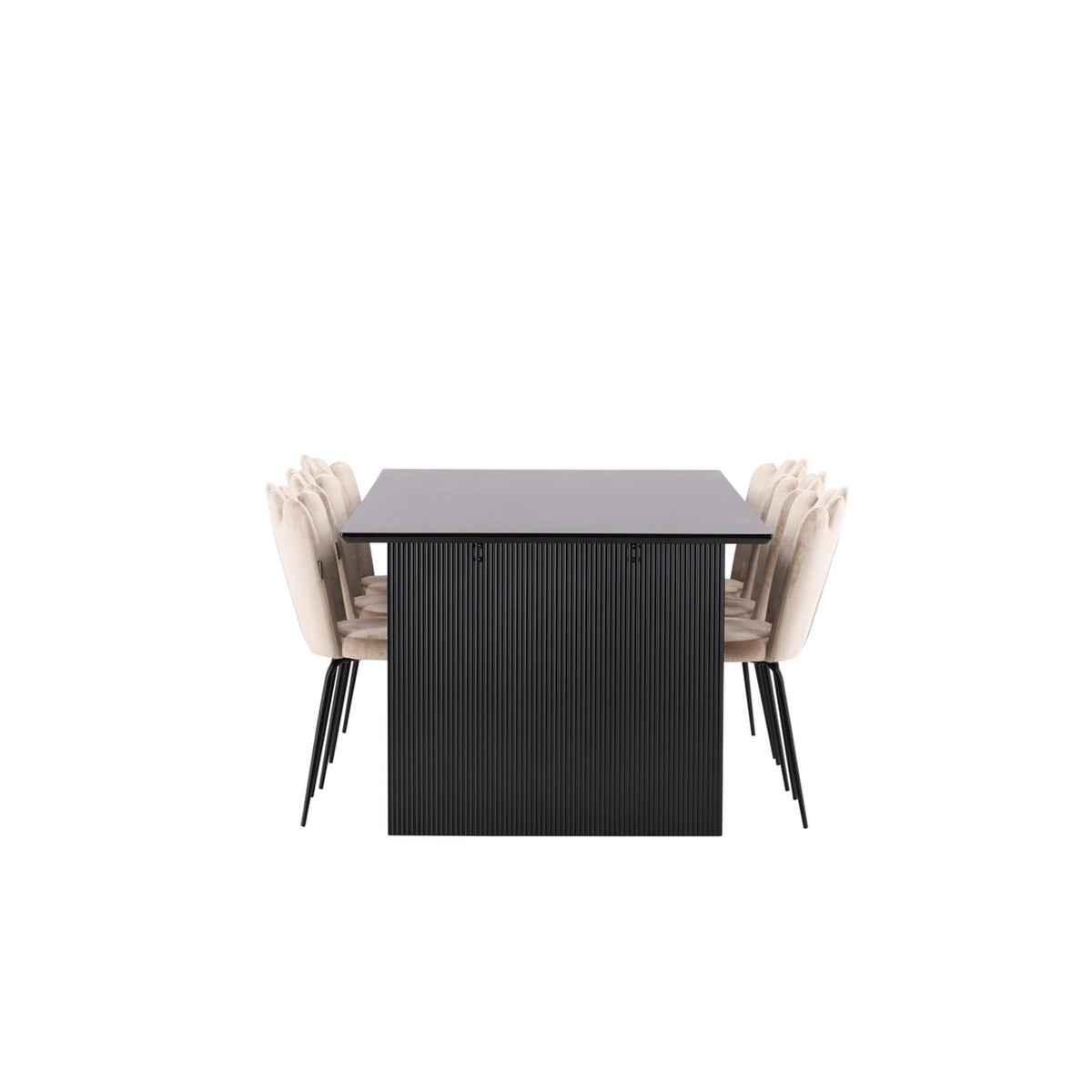 Vail, Limhamn Rektangulär matgrupp Beige, Svart, Svart, 200 x 100