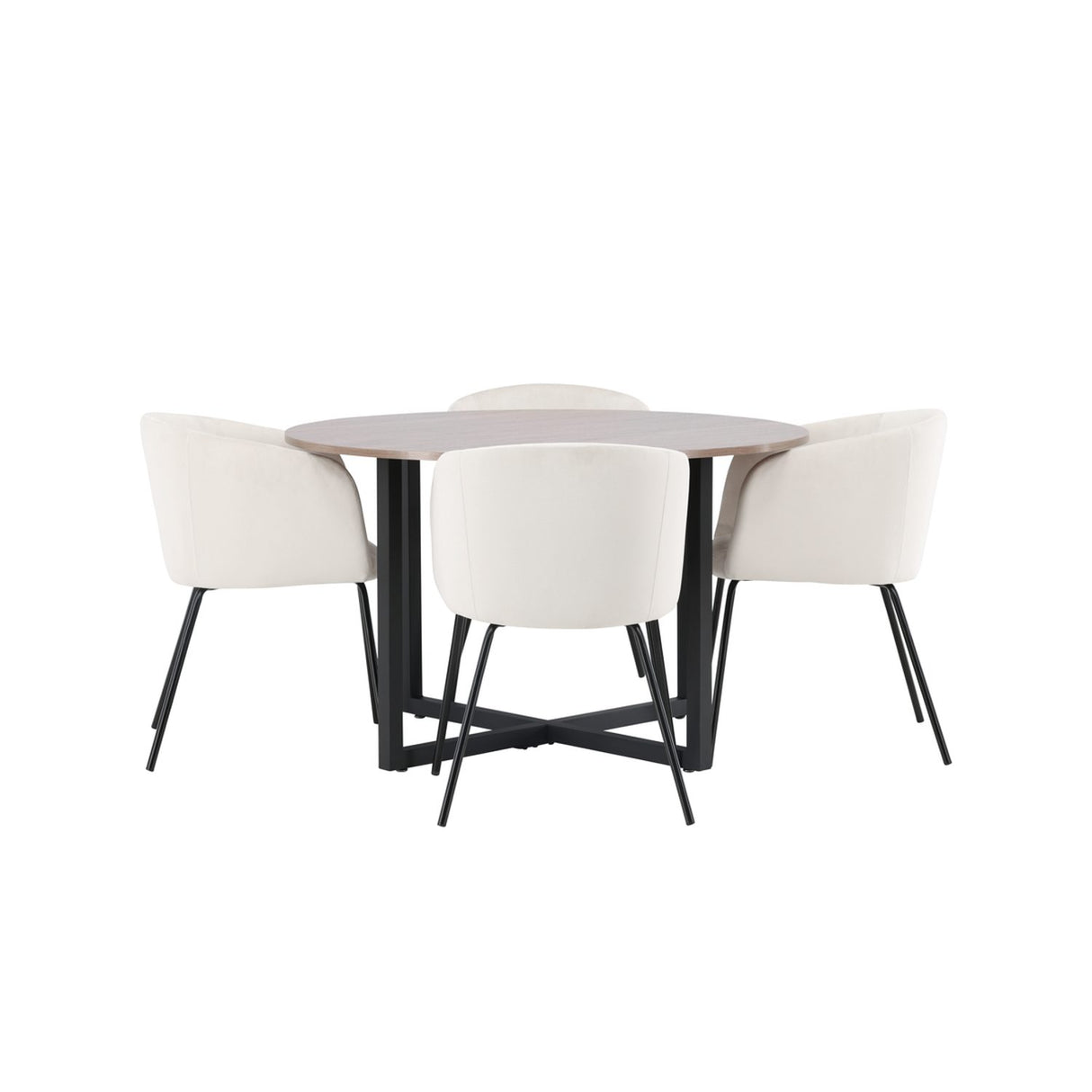 Durango, Berit Rund matgrupp Beige, Svart, Svart, valnöt, ⌀120