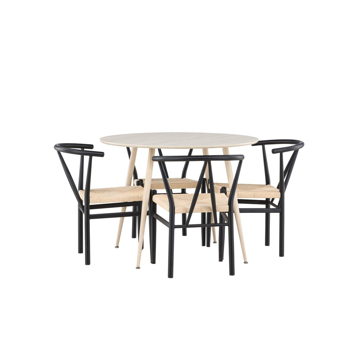 Plaza, Alfons Rund matgrupp Svart, beige, Vitlaserad, ⌀100