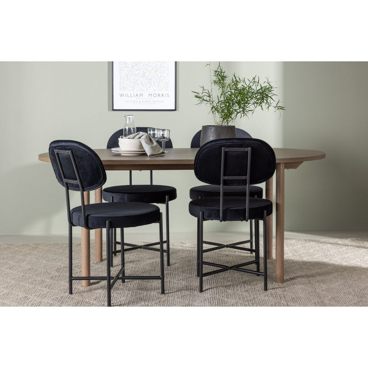 Andy, Stella Oval matgrupp Svart, Natur, 180 x 90