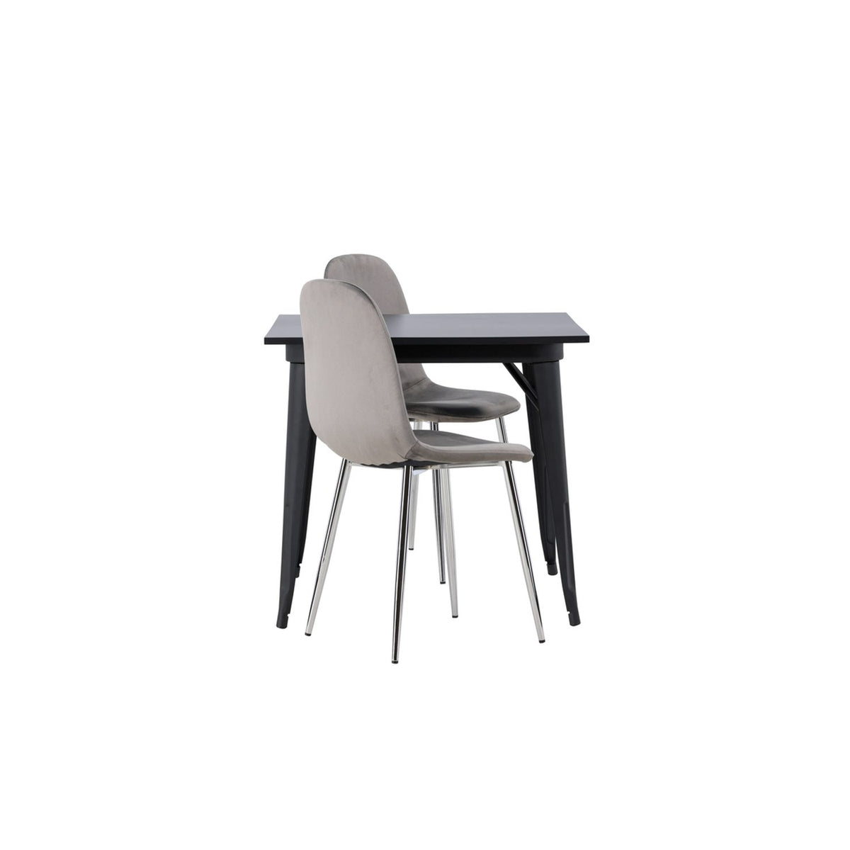Tempe, Eva Rektangulär matgrupp Silver, Svart, 80 x 80