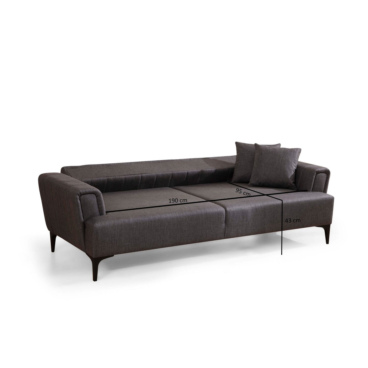 Jakarta (230 x 95 x 77 cm) 3-sits bäddsoffa Mörkgrå