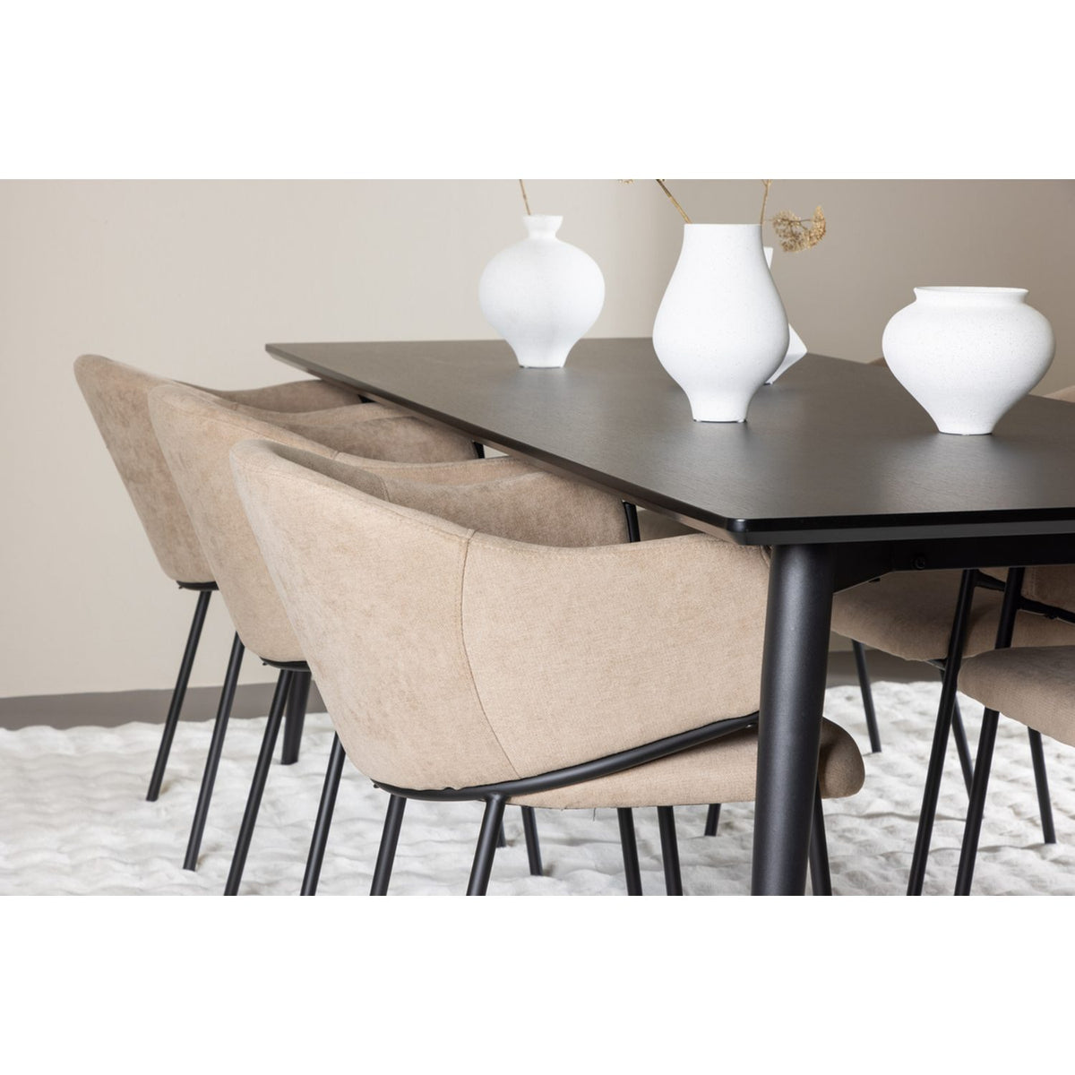 Ellis, Evelina Rektangulär matgrupp Beige,Svart, Svart, 230 x 85