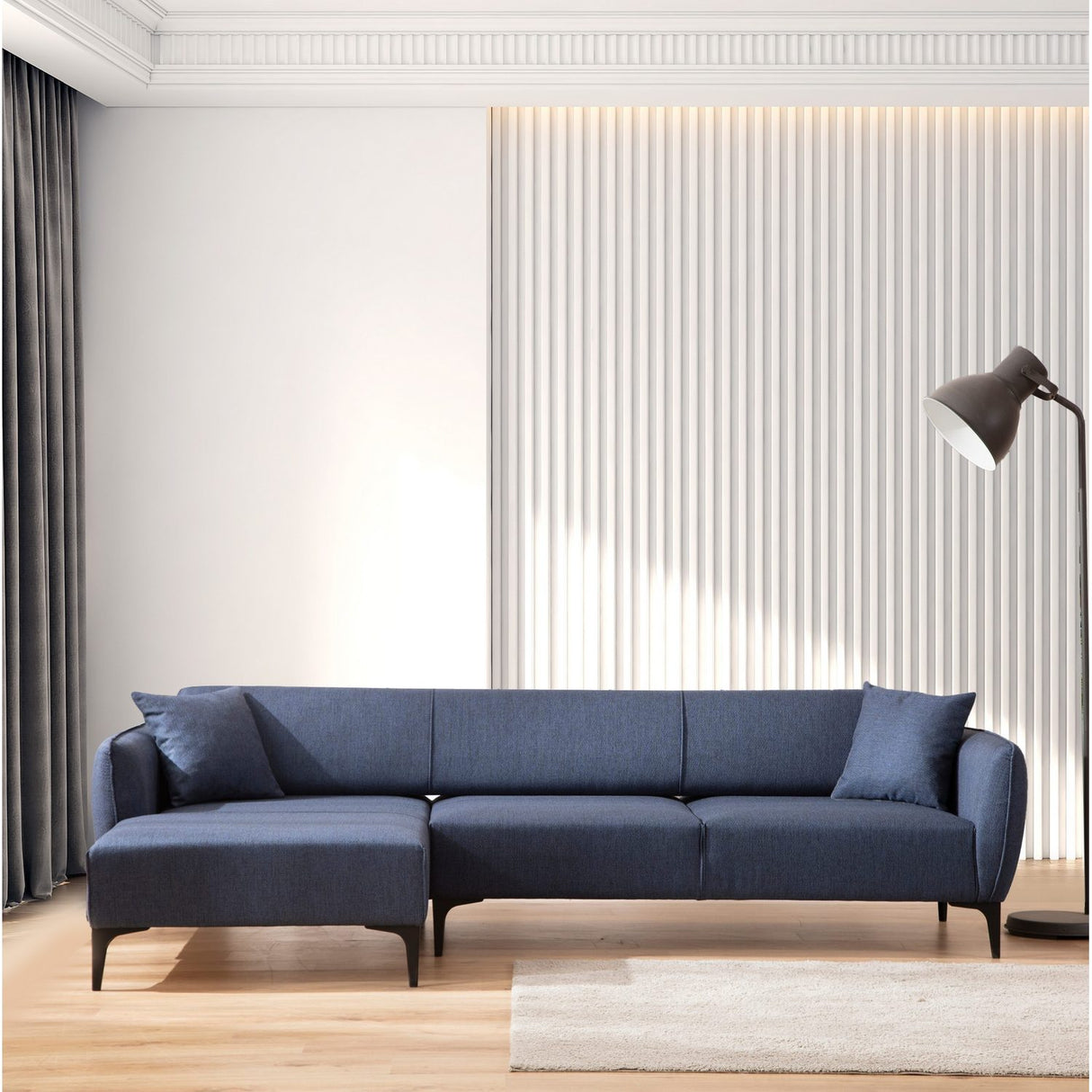 Belissimo (140-270 x 95 x 67 cm) Hörnsoffa Blå, Vänster