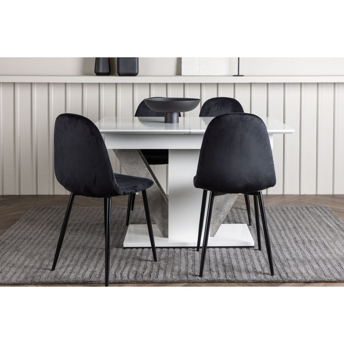 Disa, Polar Rektangulär matgrupp Svart, Grå,Vit, 120 x 80