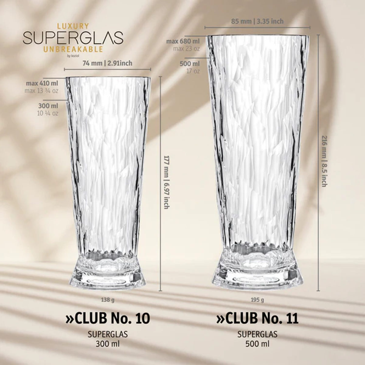 Superglas club no.10 plast 30 cl crystal clear 2-pack Ölglas