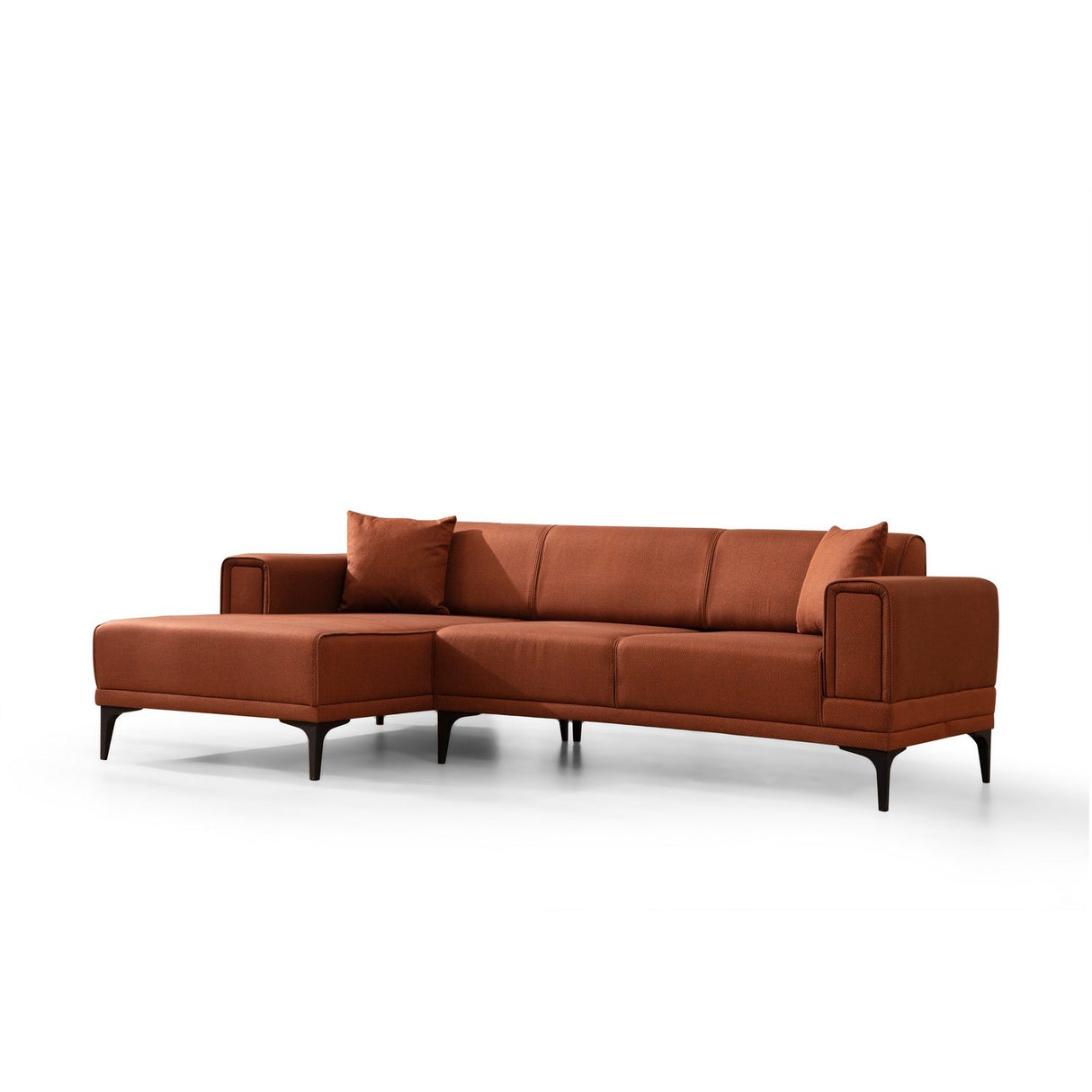 Hanoi (250-140 x 85 x 77 cm) Hörnsoffa-bäddsoffa Kakelröd, Vänster