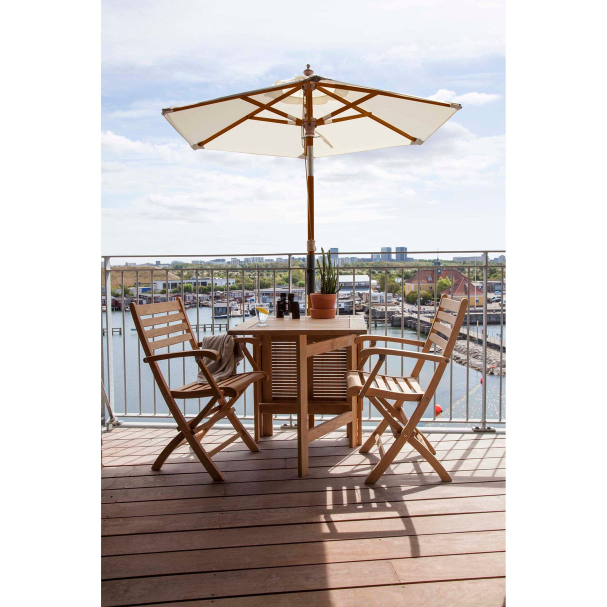 Balkong Ø1,8 m Polyesterduk Parasoll Off white