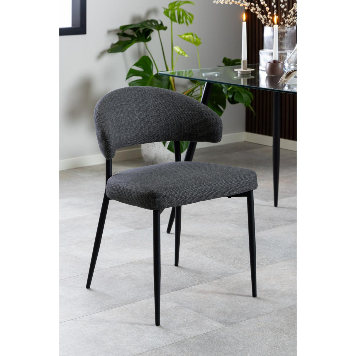 Kaley Matstol Basel tyg Mörkgrå