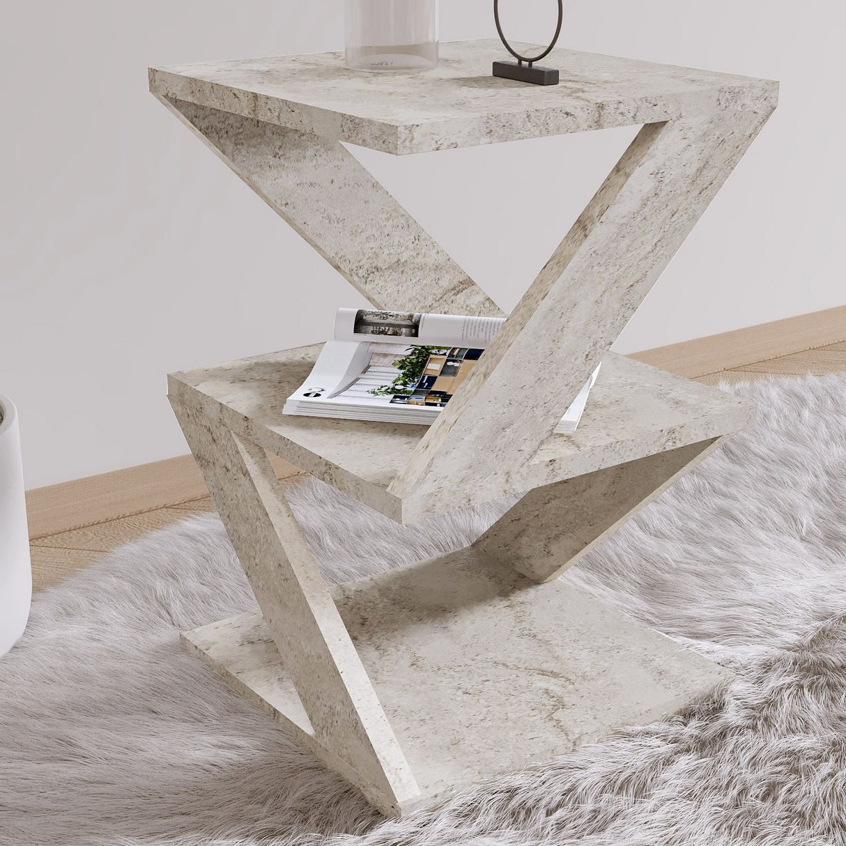 Albeni (29,6 x 54,2 x 29,6 cm) Travertin Sidobord