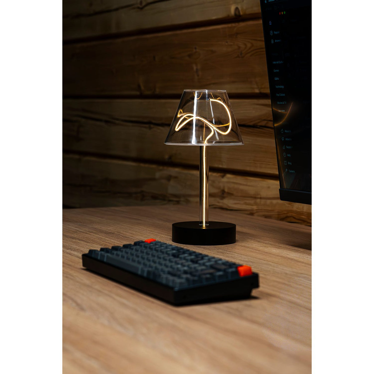 Edison bordslampa USB Bordslampa Ute/Inne Svart/Transparent