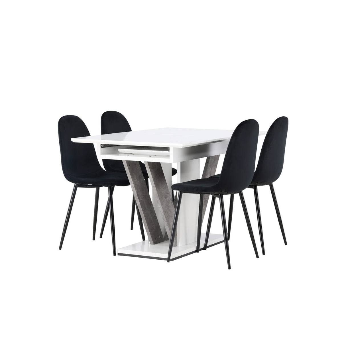 Disa, Polar Rektangulär matgrupp Svart, Grå,Vit, 120 x 80