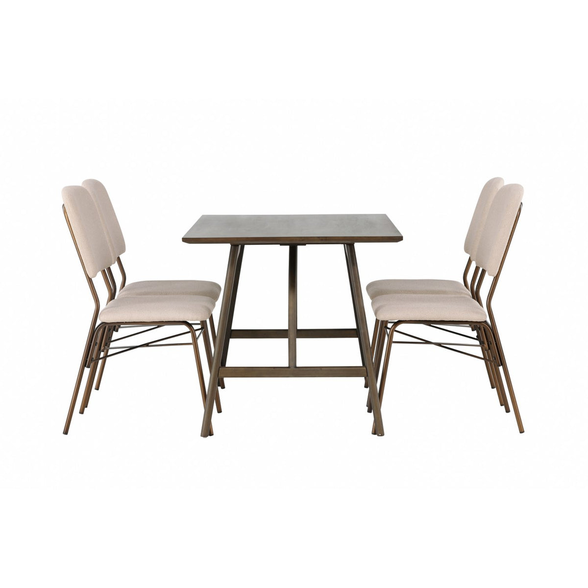 Kaseidon, Seda Rektangulär matgrupp Beige,Brun, Mörkbrun, 120 x 80