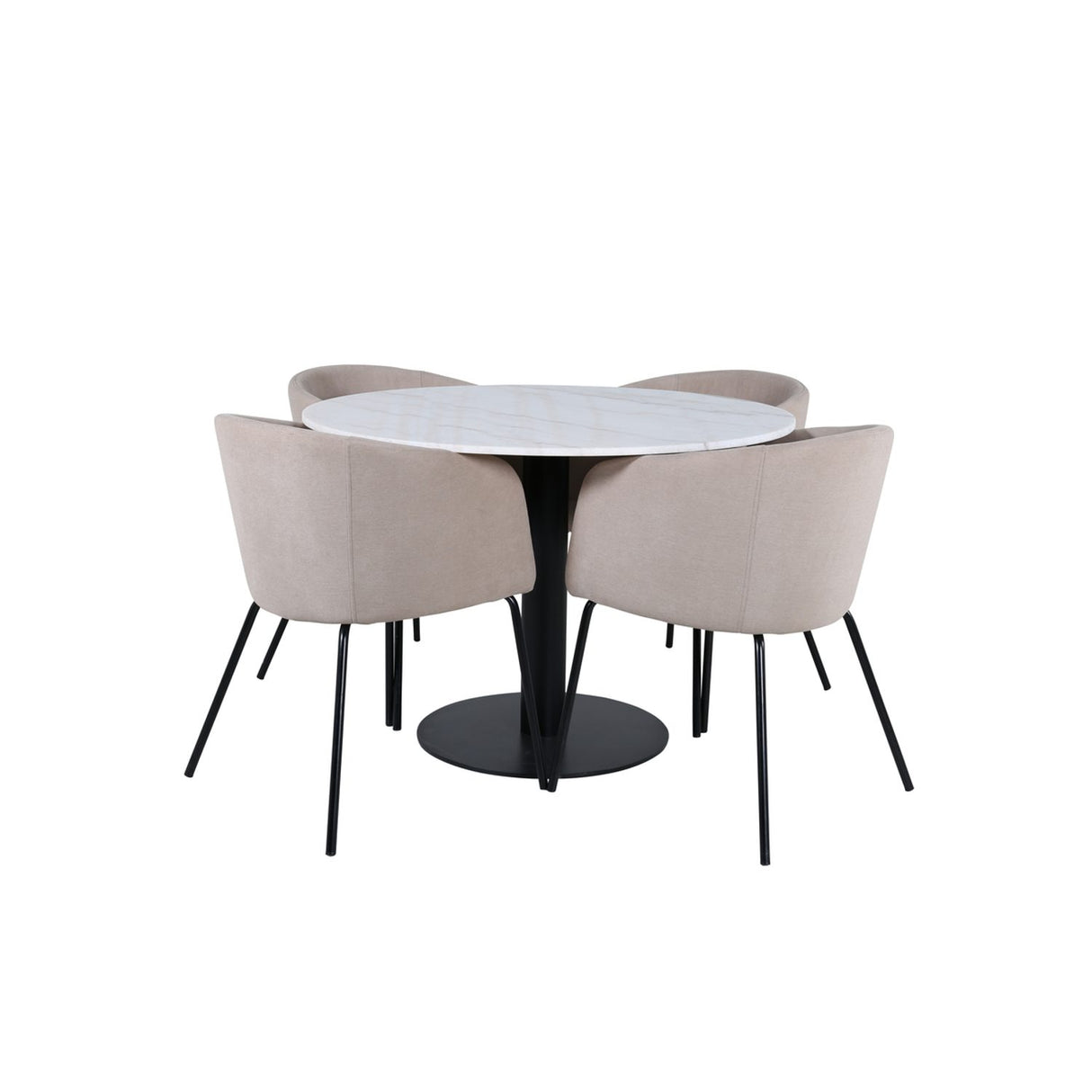 Estelle, Berit Rund matgrupp Beige, Svart, Svart,Vitt, ⌀106