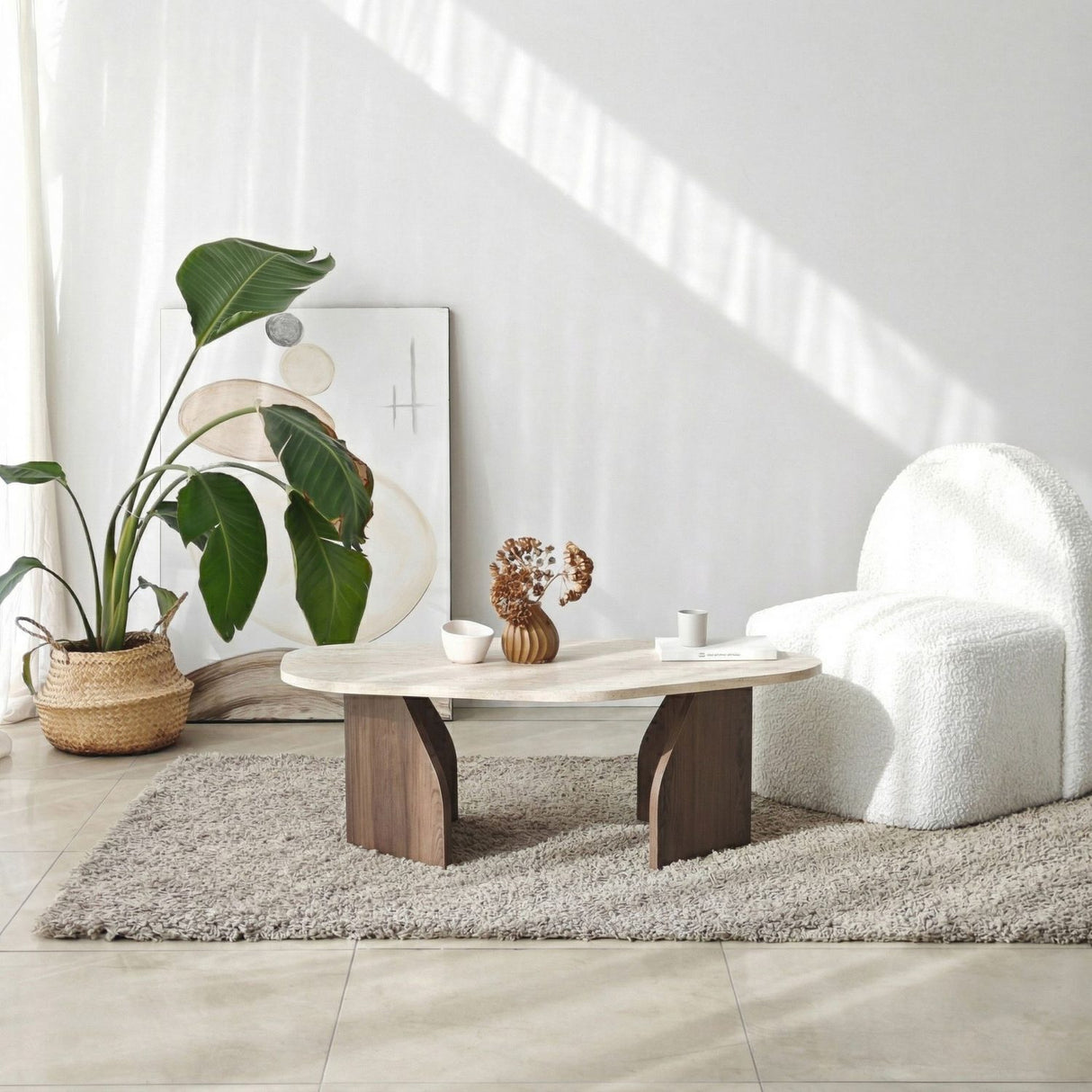 Praia (100 x 35 x 60 cm) Travertin Valnöt Skrivbord
