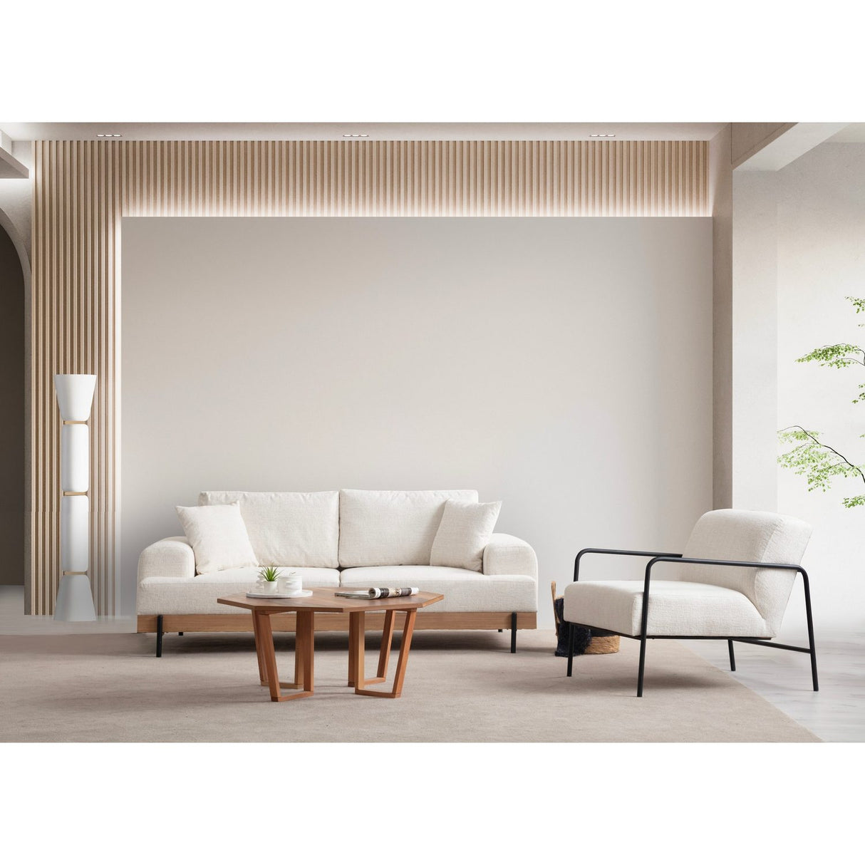 Eti Oak 3-sits (220 x 98 x 78 cm) 3-sitssoffa Vit