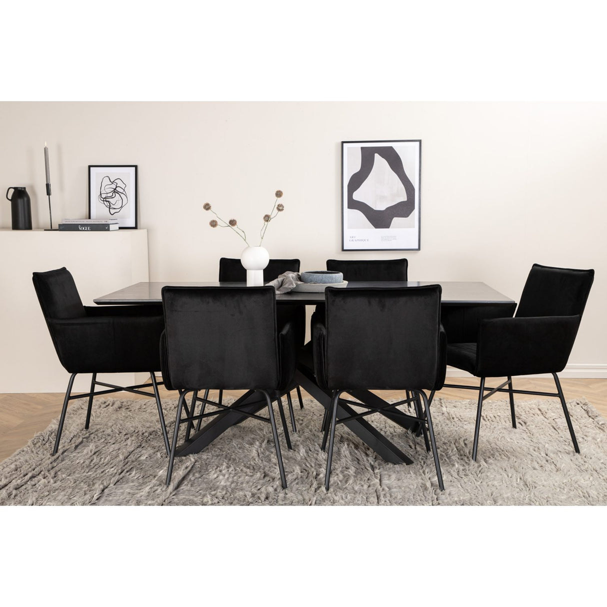 Piazza, Petra Rektangulär matgrupp Svart, Svart, 180 x 90