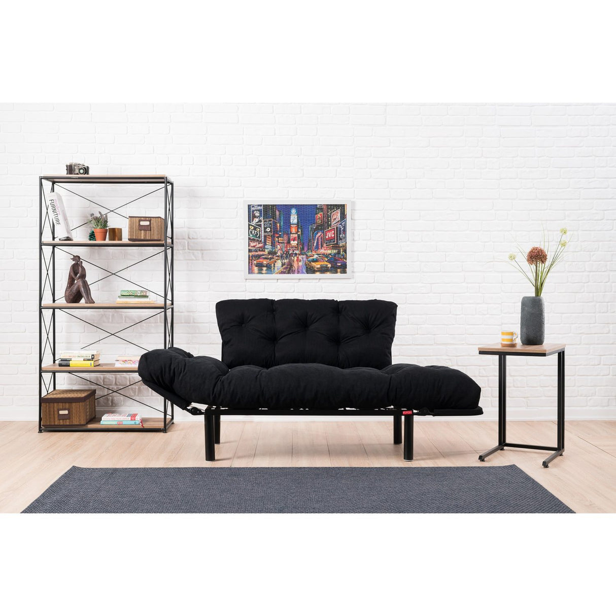 Helsingfors (155 x 85 x 70 cm) 2-sits bäddsoffa Svart