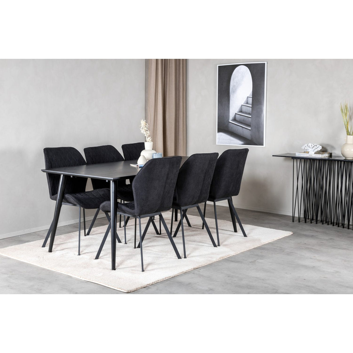 Dipp, Gemma Rektangulär matgrupp Svart, Svart, 180 x 90