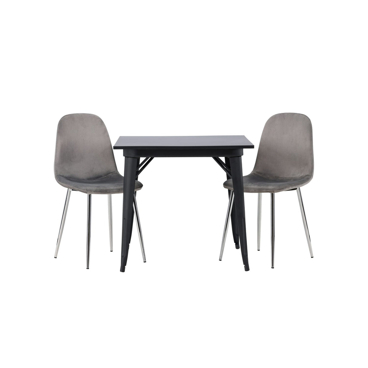 Tempe, Eva Rektangulär matgrupp Silver, Svart, 80 x 80