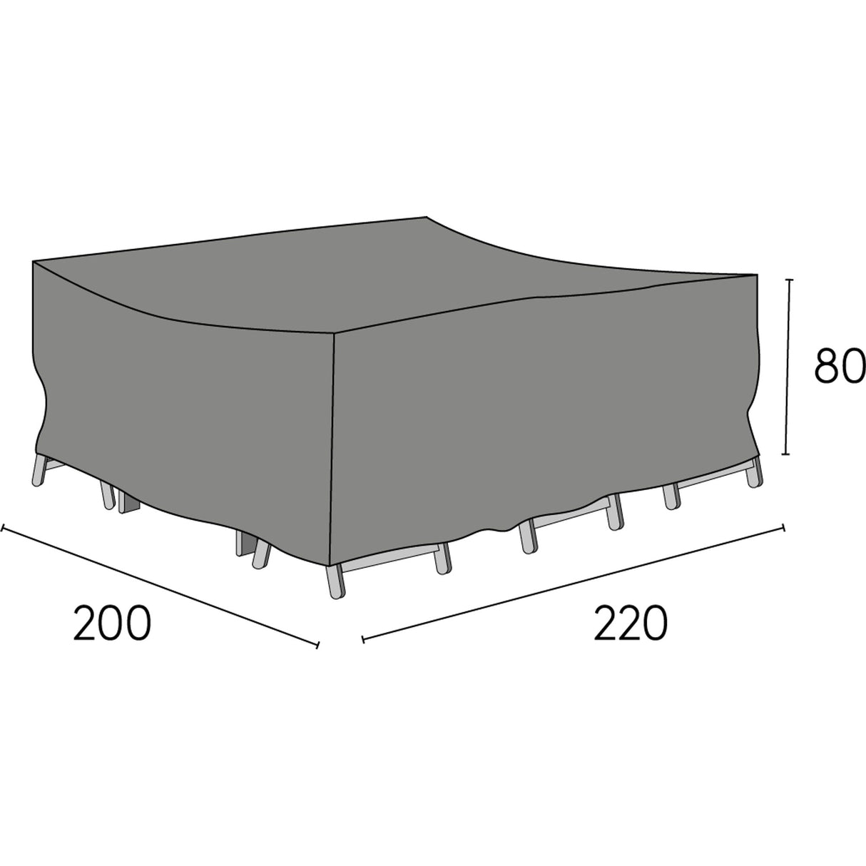 Möbelskydd Matgrupp 200x220x80 cm Grå