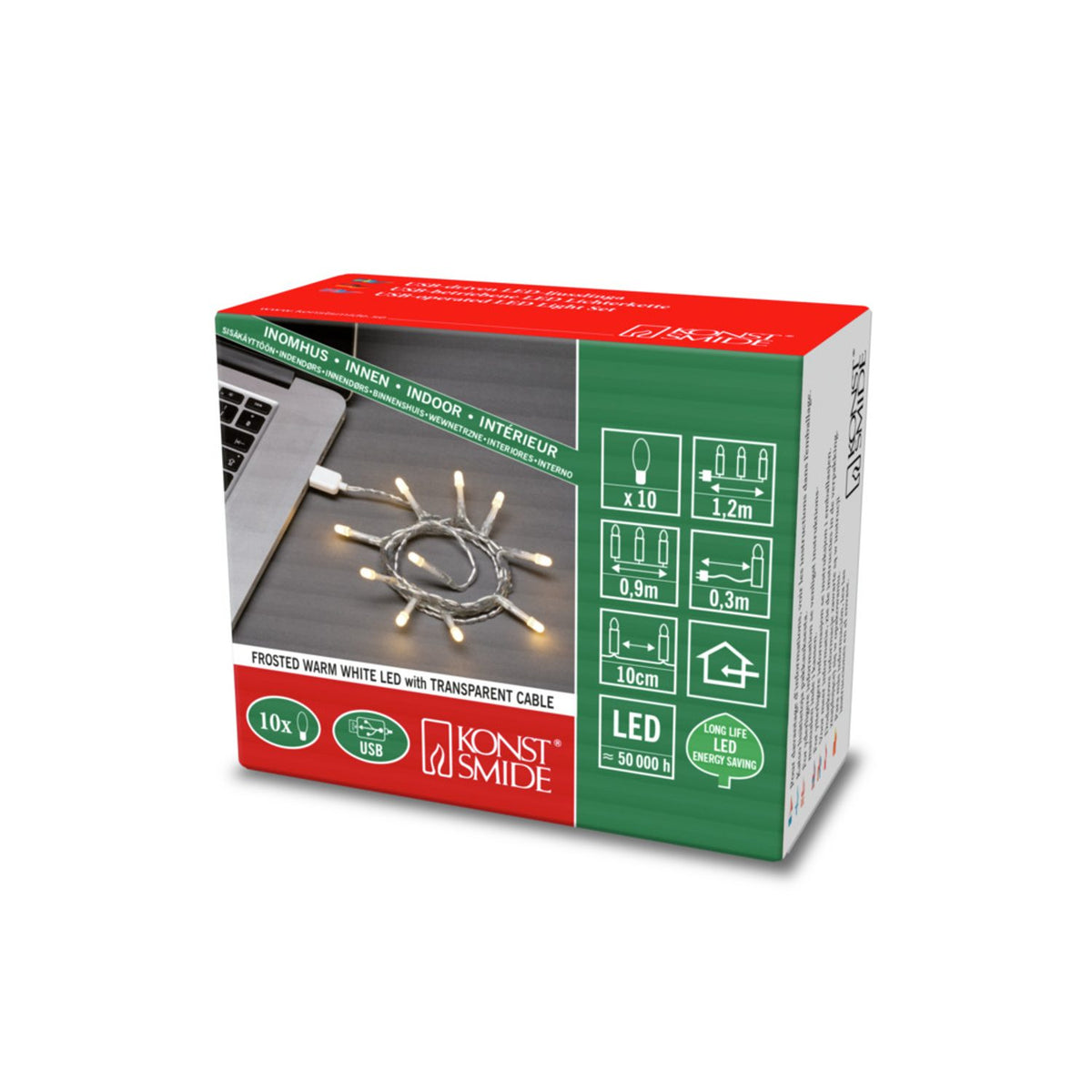 Frostad LED USB Ljusslinga Inomhus 10 Lampor (0.9m), Varmvit