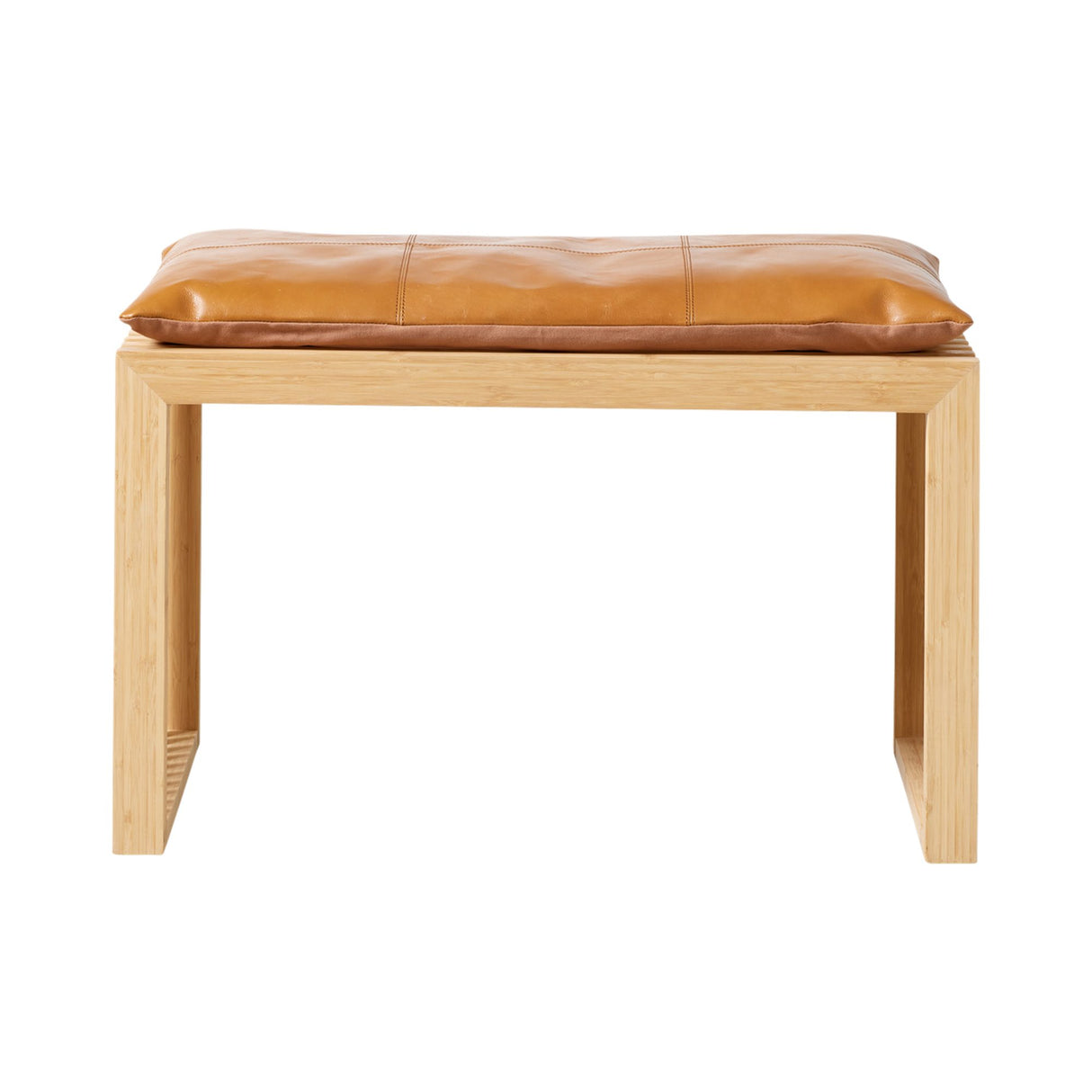 Rib Bänk 2-sits i Bambu med Skinndyna Ljusbrun