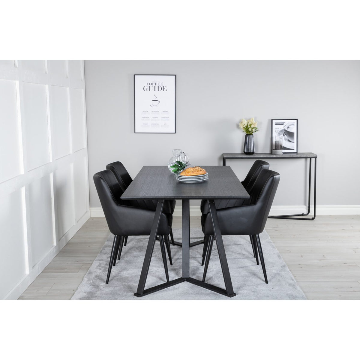 Marina, Comfort Rektangulär matgrupp Svart, Svart, 180 x 90