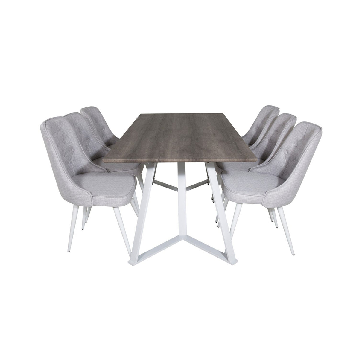 Marina, Velvet Deluxe Rektangulär matgrupp Vit, Grå,Vit, 180 x 90