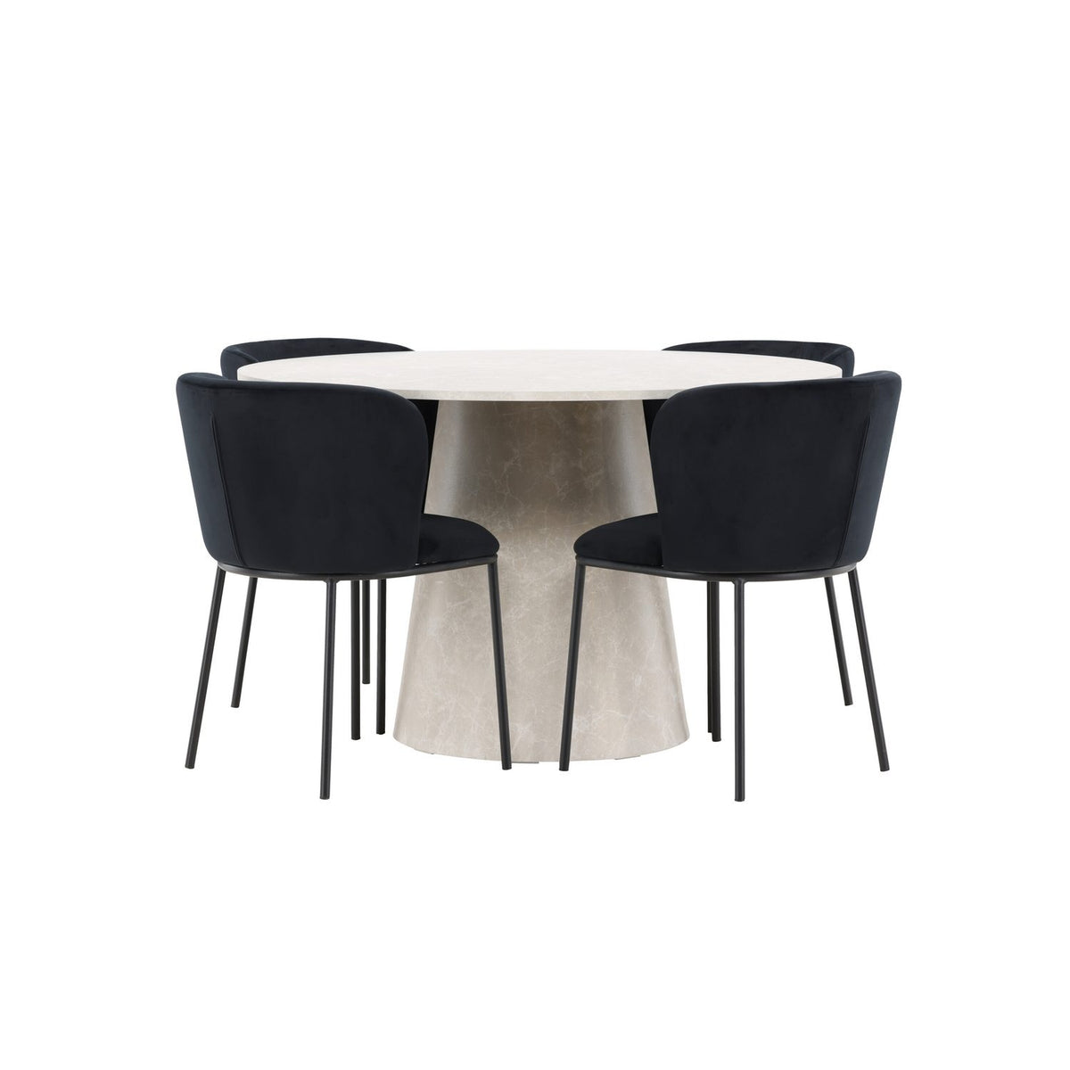 Lanzo, Edina Runt matgrupp Svart, Beige, 4st