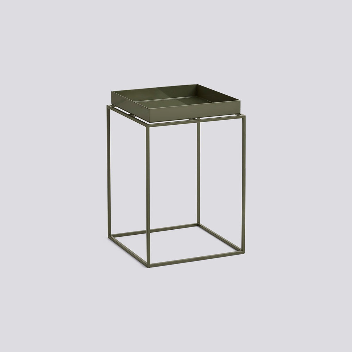 Tray Table L30 × B30 × H44 cm Brickbord Olive green, Olive green – pulverlackerat stål