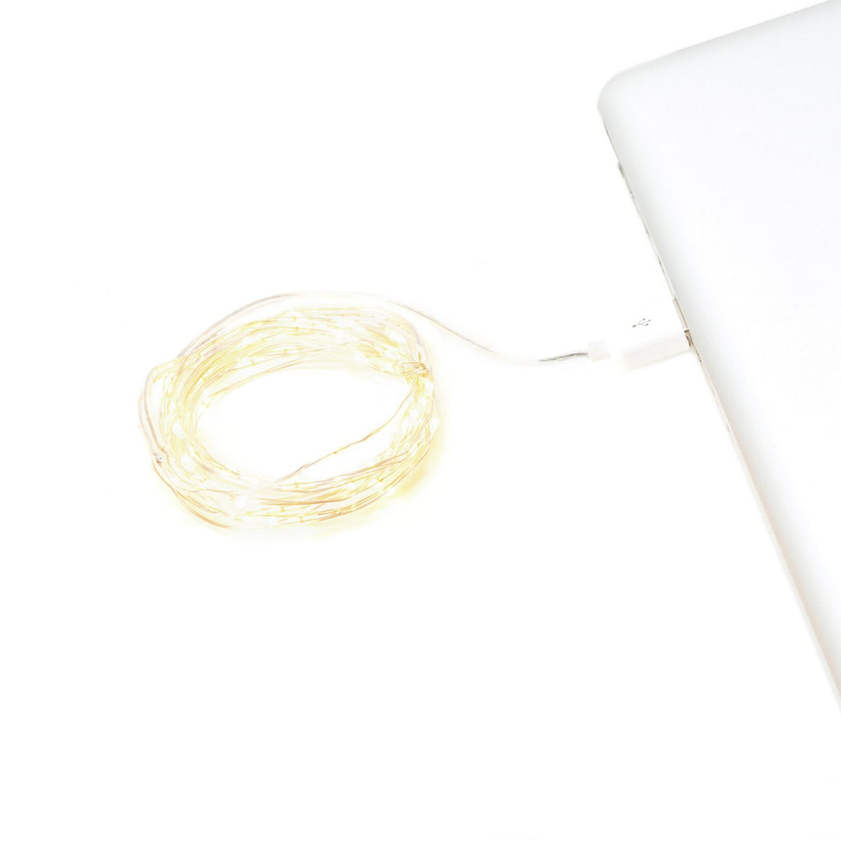 Micro LED USB Silversladd Ljusslinga Inomhus 50 Lampor (2.45m), Varmvit