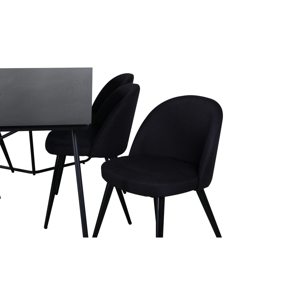 Petra, Velvet Rektangulär matgrupp Svart, Svart, 190 x 90