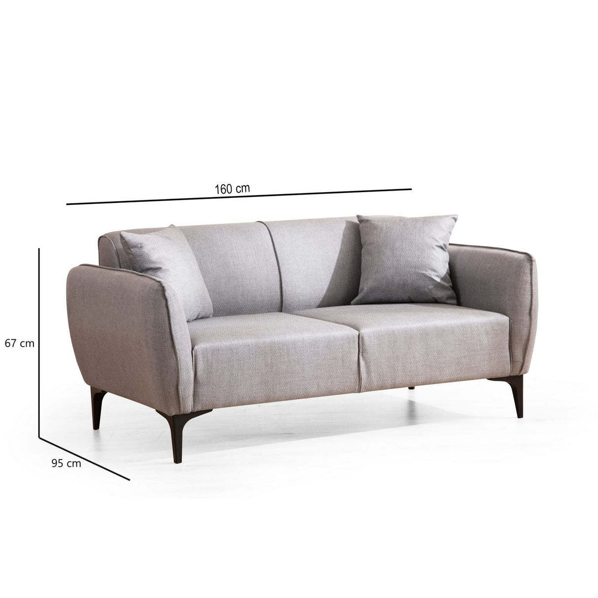 Muskat (160 x 67 x 95 cm) 2-sitssoffa Grå