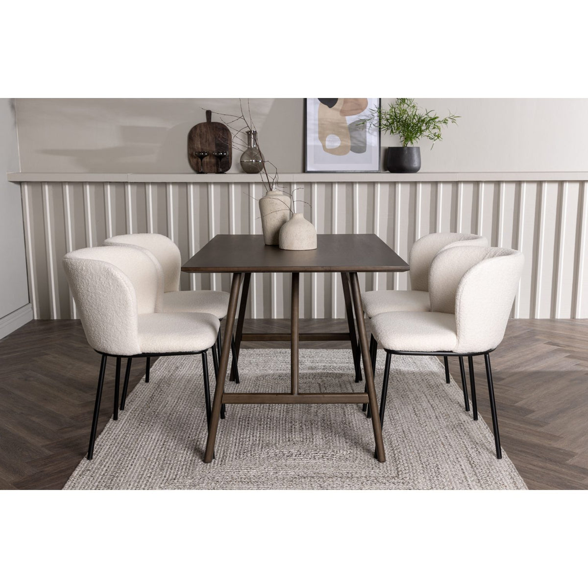 Kaseidon, Edina Rektangulär matgrupp Svart,Vit, Mörkbrun, 120 x 80