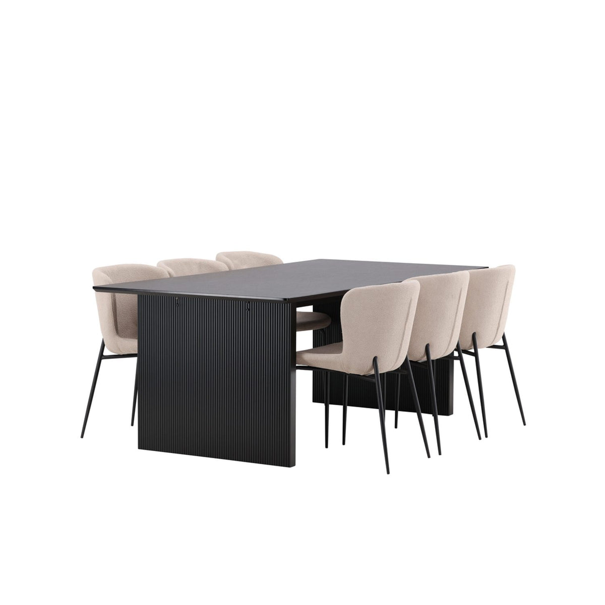 Vail, Modesto Rektangulär matgrupp Svart,Brun, Svart, 200 x 100