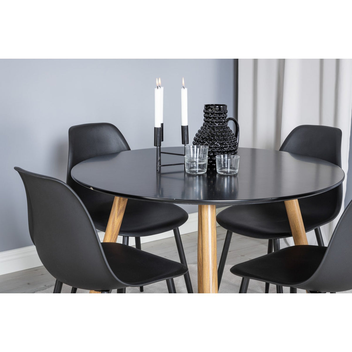 Plaza, Polar Rund matgrupp Svart, Svart,natur, ⌀100