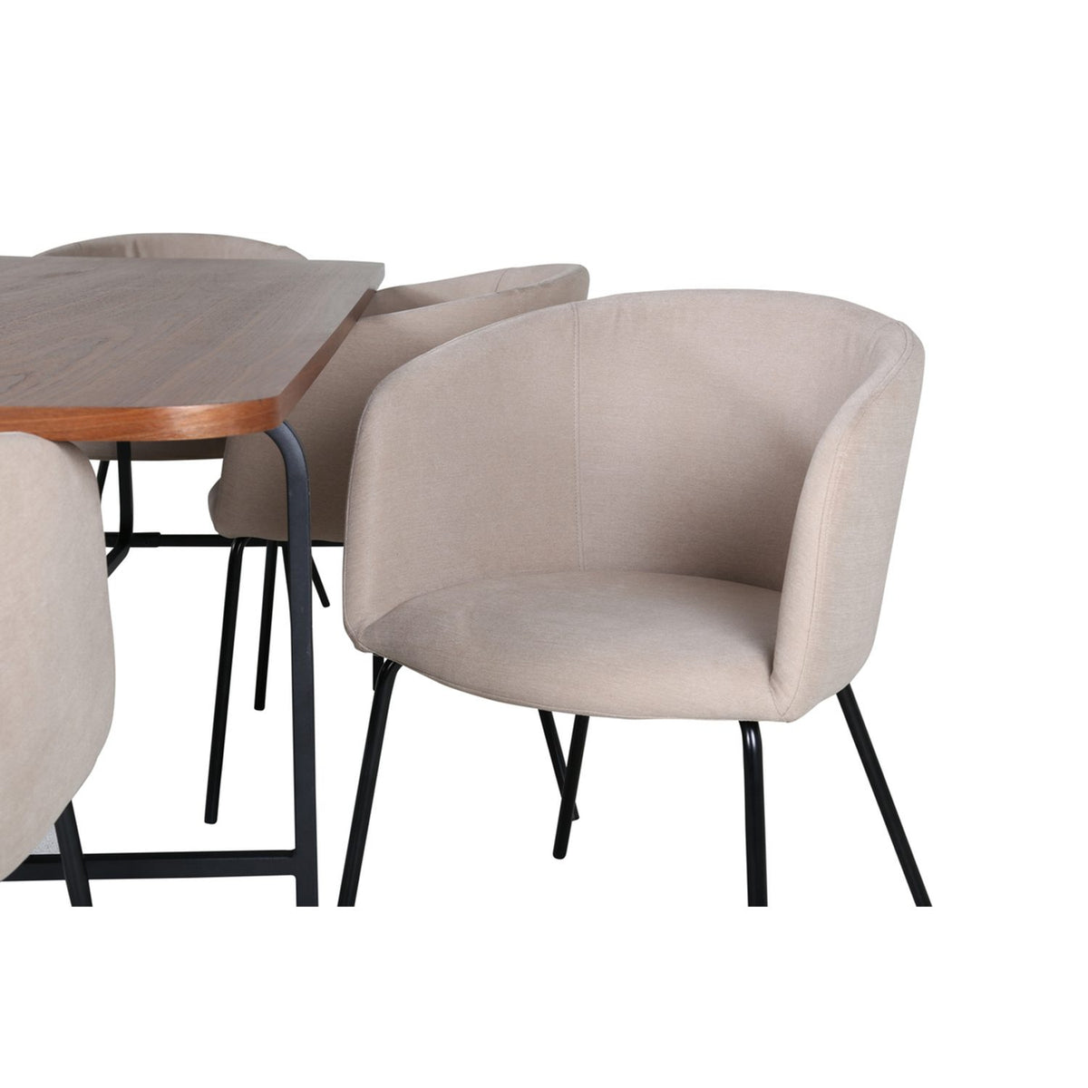 Uno, Berit Rektangulär matgrupp Beige, Svart, Svart,Natur, 200 x 90