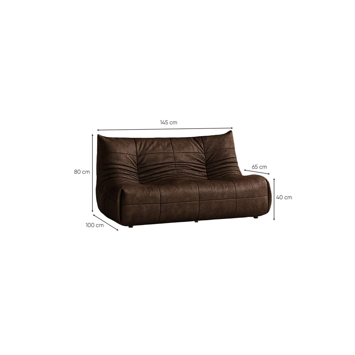 Liza 2-sits soffa Brun
