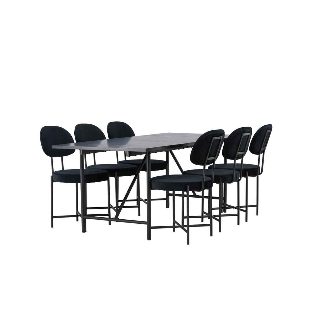 Astrid, Stella Rektangulär matgrupp Svart, Svart, 200 x 90