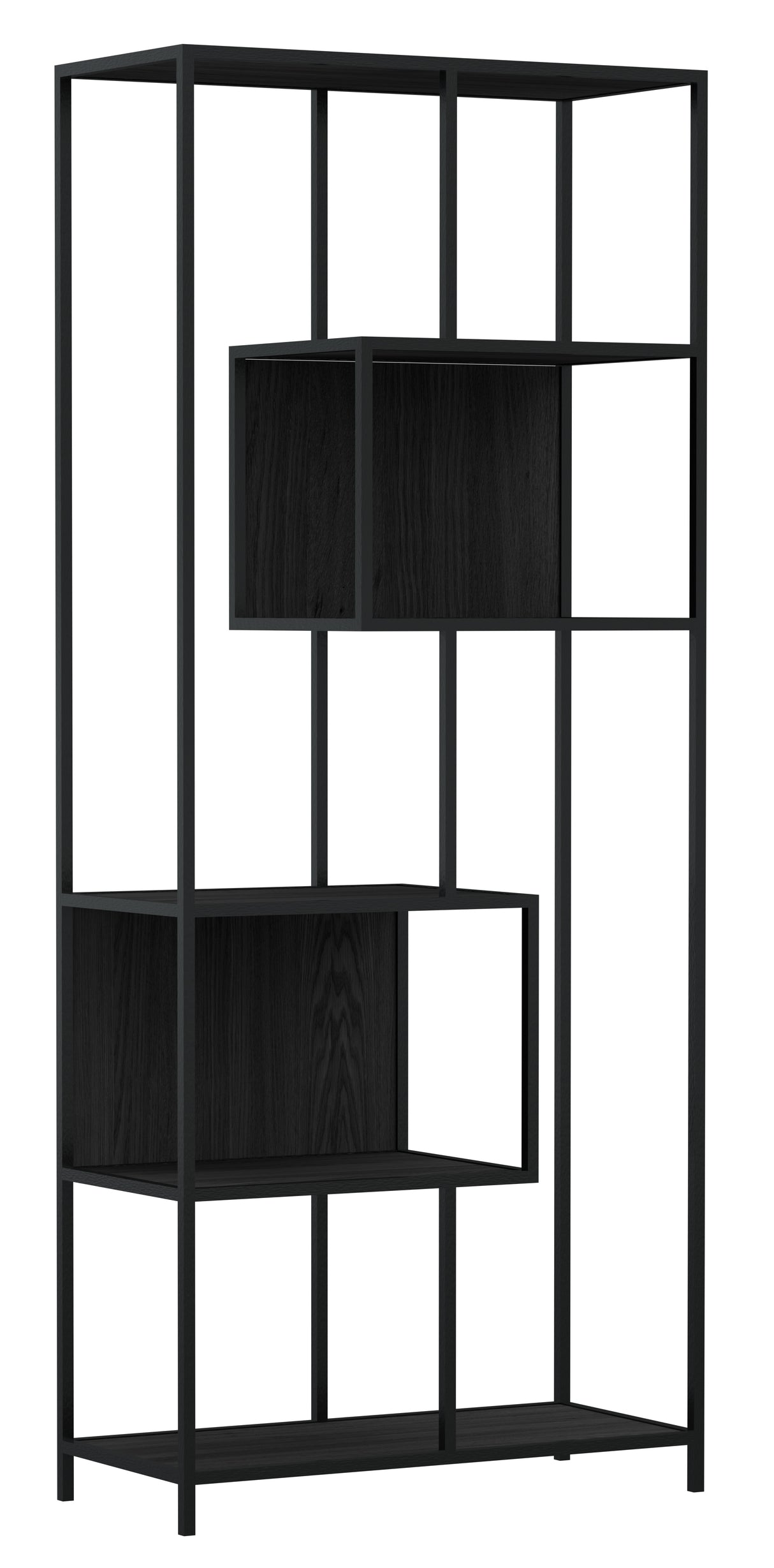 Notting Hill Bokhylla med baksida 185x77x35 cm Svart