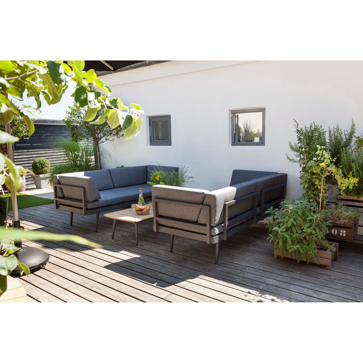 Rio 4 personer Loungesoffa Gråa dynor/Antracit Aluminium