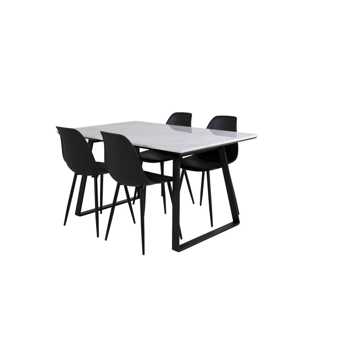Estelle, Polar Rektangulär matgrupp Svart, Svart, vit, 140 x 90