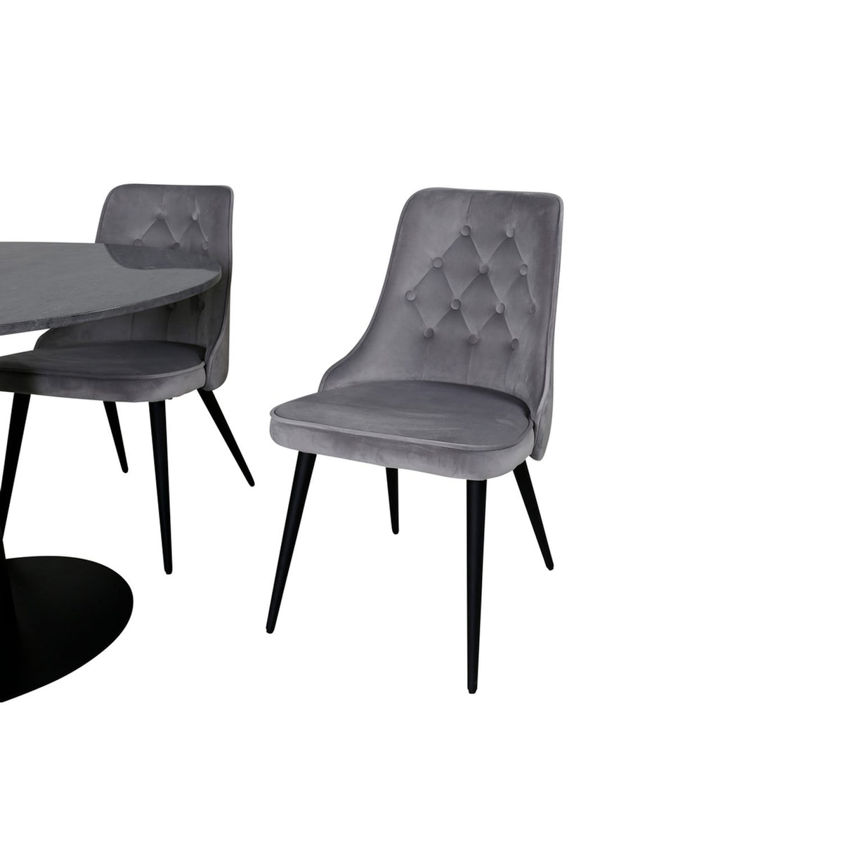 Estelle, Velvet Deluxe Rund matgrupp Svart,Ljusgrå, Svart,Mörkgrå, ⌀106