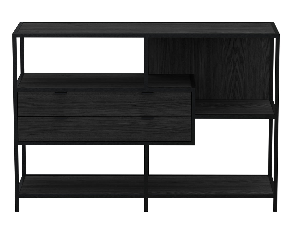 Notting Hill Bokhylla med 2 Lådor 78x114x35 cm Svart