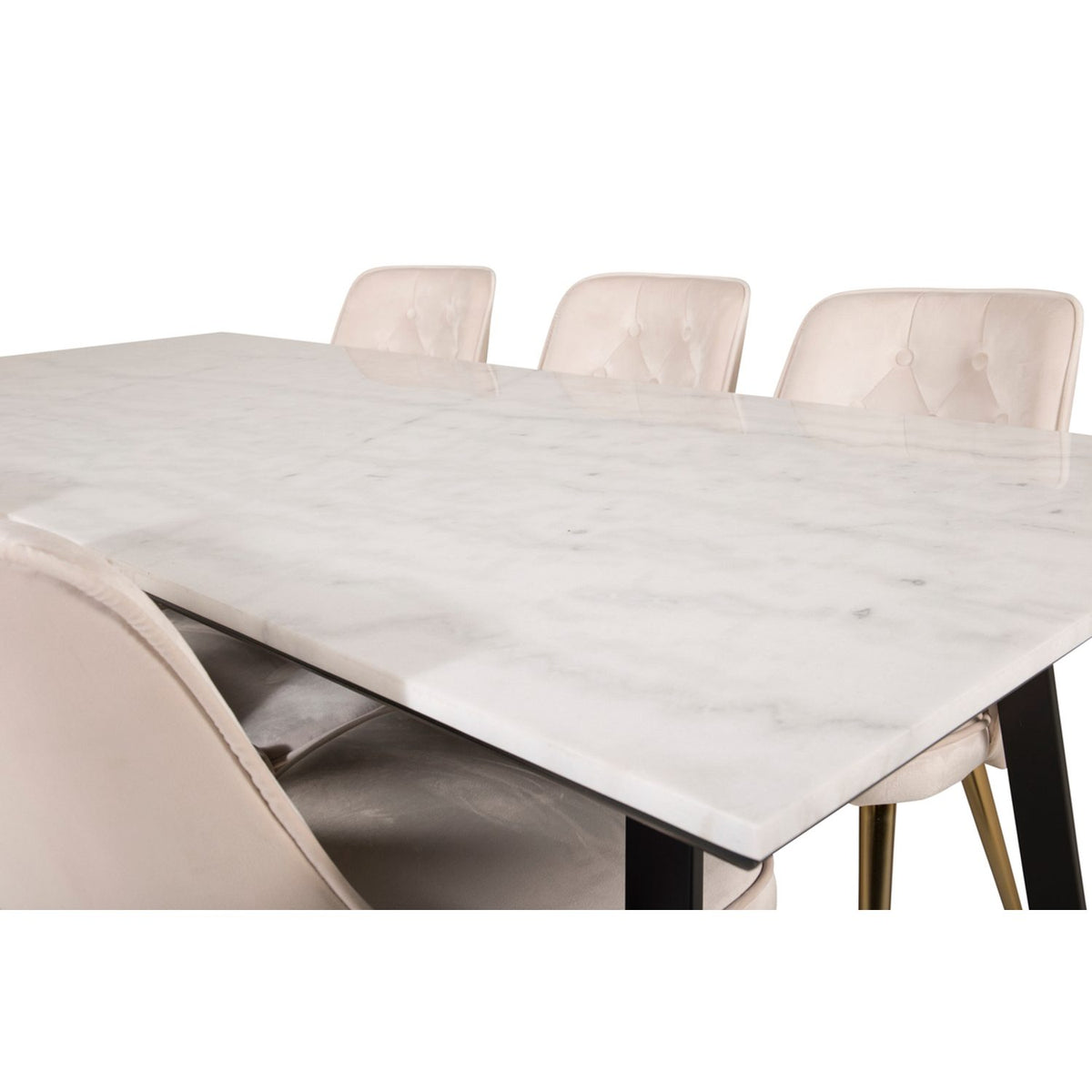 Estelle, Velvet Deluxe Rektangulär matgrupp Beige