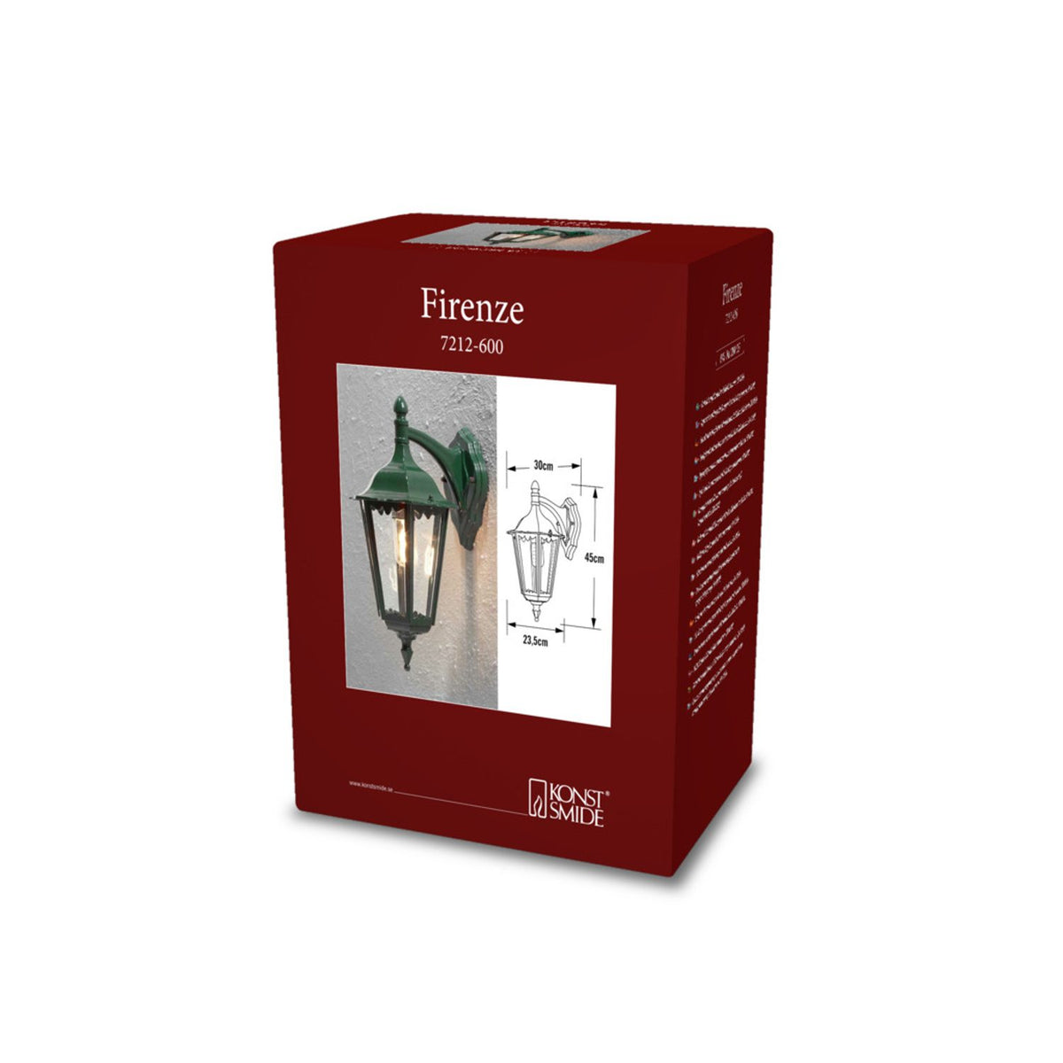 Firenze E27 Stor Vägglampa Ute Ned, Grön