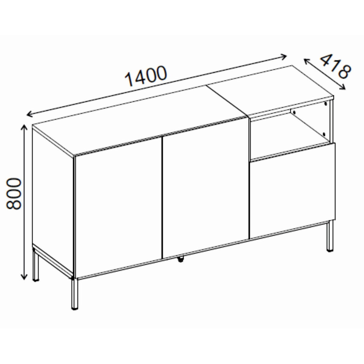 Paramaribo 140 (140 x 80 x 41,8 cm) Konsolbord Sandsten naturlig ek