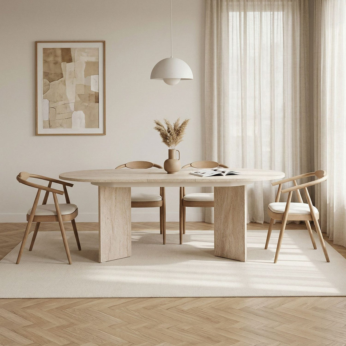 Amadeus Utdragbart matbord Travertine