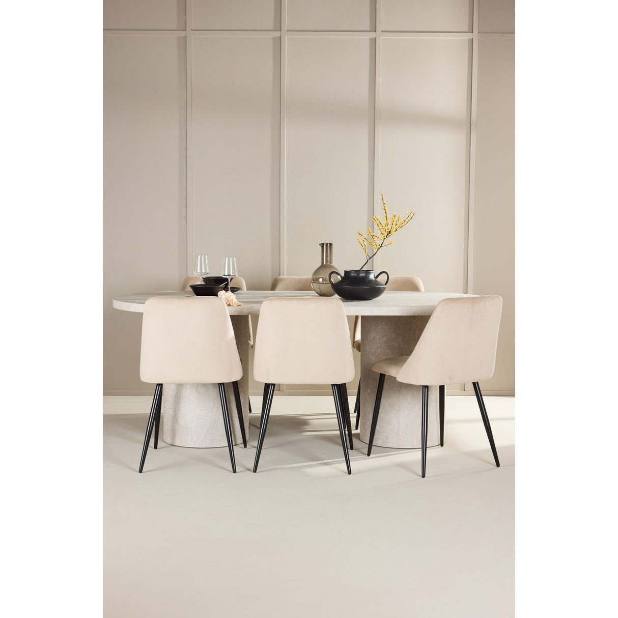 Narvik, Night Oval matgrupp Beige, Svart, Beige, 200 x 100